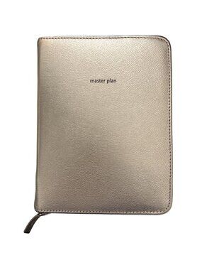 Anthropologie Leather Journal Cover Rose Gold Master Plan Zipper Notebook
